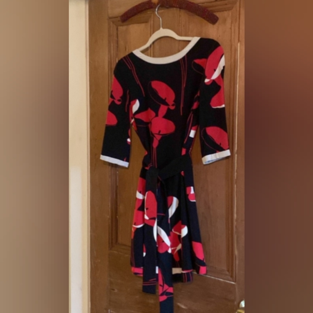 Miu Miu Black and Red Long Sleeve Dress